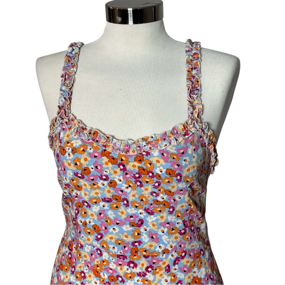 FAITHFULL THE BRAND NOEMIE MIDI DRESS IN TURNESOL FLORAL PRINT RUFFLE STRAP US 4 - Picture 5 of 14